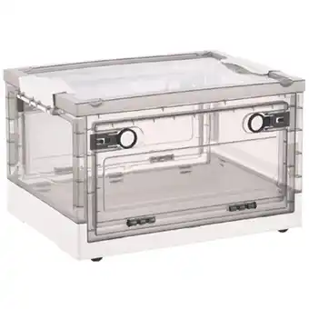 Walmart Storage Bins with Double Side Doors , Clear Boxes Lid Organization Box Wheels White offer