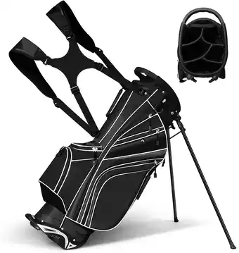 Walmart Costway Golf Stand Cart Bag Club w/6 Way Divider Carry Organizer Pockets Storage Black offer