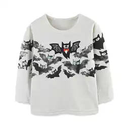 Walmart Girls Sweatshirts for Children T Shirt Autumn New Bat Print Boy'S T Shirt Crew Neck Tops offer