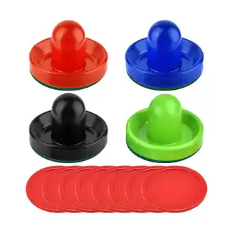 Walmart yotijay 4 Air Hockey Pushers and 8 Pucks Standard with Green Bottom Large Size 96mm 4 Colors offer