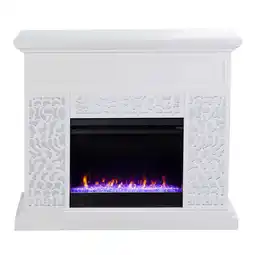 Walmart SEI Furniture Wansford Wood Color Changing Fireplace in White offer