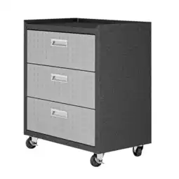 Walmart Fortress Textured Metal 31.5 Garage Mobile Chest with 3 Full Extension Drawers in Grey offer