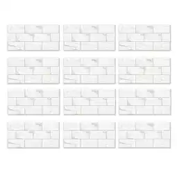 Walmart 12-Sheet Peel and Stick Backsplash Tile, Faux White Marble Look PVC on Tiles for Kitchen 12X6Inch offer