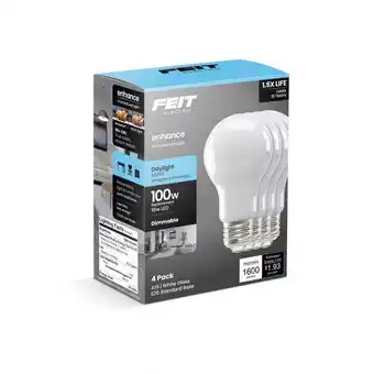 Walmart Feit Electric 100W A19 E26 Daylight Equivalence Medium LED Bulb, Pack of 4 offer