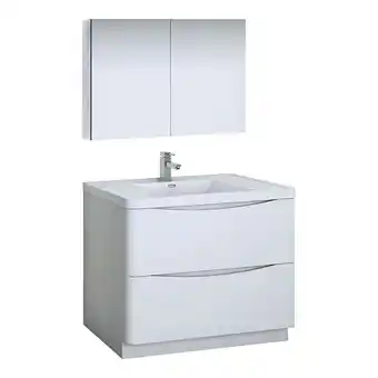 Walmart Fresca Tuscany 40 Wood Bathroom Vanity with Medicine Cabinet in Glossy White offer