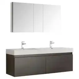 Walmart Fresca Mezzo 60 Wall Hung Dbl Sink Bathroom Vanity/Medicine Cabinet in Gray Oak offer