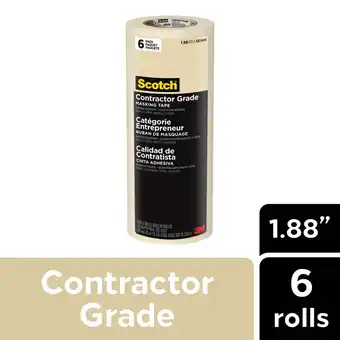 Walmart Scotch Contractor Grade Masking Tape, 1.88 inches x 60.1 yards, 6 Rolls offer