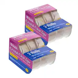 Walmart BAZIC Crystal Clear Tape w/ Dispenser 3/4 X 500, Glossy Finish, (3/Pack), 2-Packs offer