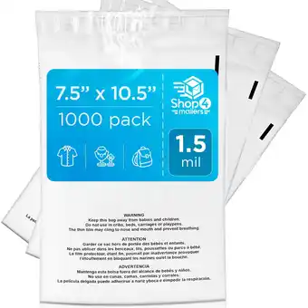 Walmart Shop4Mailers 7.5 x 10.5 Suffocation Warning Clear Plastic Self Seal Poly Bags 1.5 Mil 1000 Pack offer