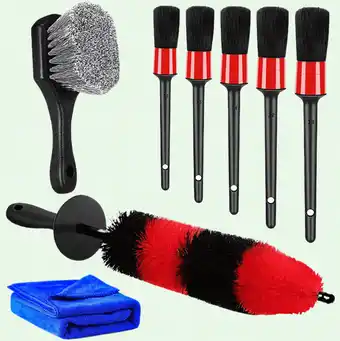 Walmart Car Wheel Brush Set, 8pcs - 17 Long Soft Wheel Brush, Tire Brush, 5 Detailing Brushes, Car Towel offer