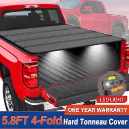 Walmart MOSTPLUS 5.8FT 4-Fold Hard Bed Tonneau Cover for 14-18 Chevy Silverado GMC Sierra w/ LED offer