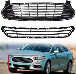 Walmart waltyotur Front Bumper Upper Lower Grille Kit For 2013 2014 2015 2016 Ford Fusion Mondeo offer