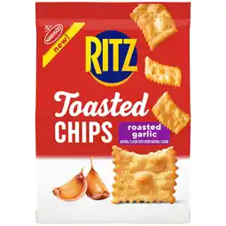 Walmart RITZ Toasted Chips Roasted Garlic Crackers, Party Snacks, 8.1 oz offer