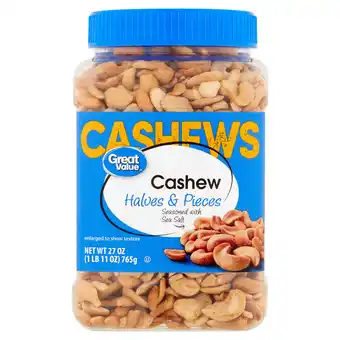 Walmart Great Value Cashew Halves & Pieces, 27 oz offer