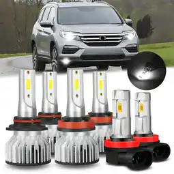 Walmart For 2006-2018 Honda Pilot LED Headlight Bulbs 9005 H11 High/Low Beam H11 H8 Fog Light 6000k 6pcs offer