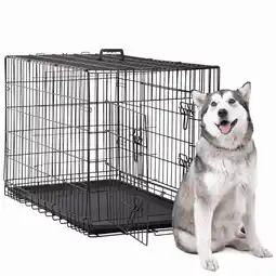 Walmart Dkelincs 42 XL Foldable Dog Crate Metal Dog Cage Kennel with Double Door & Tray, Black offer