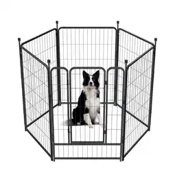 Walmart Anyask 40 Tall 6 Panels Metal Dog Playpen for Exercise Outdoor Indoor Fence, Black offer