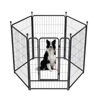 Walmart Anyask 40 Tall 6 Panels Metal Dog Playpen for Exercise Outdoor Indoor Fence, Black offer