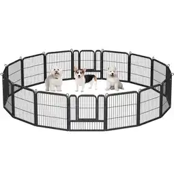 Walmart Alden Design 16 Panels Metal Heavy Duty Dog Playpen with Door, Black offer