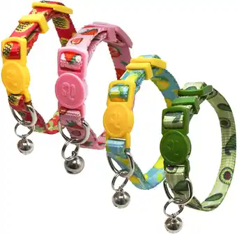 Walmart 4 Pcs Breakaway Cat Kitten Collar with Bell Quick Release Safe Buckle offer