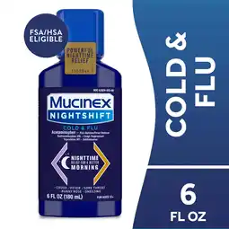 Walmart Mucinex Nightshift Cold and Flu Medicine, Fever Reducer, OTC Nighttime Cough Relief, 6 fl oz offer