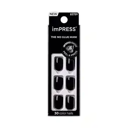 Walmart KISS imPRESS Press on Nails, All Black, Black, Short Squoval, 30 Count offer