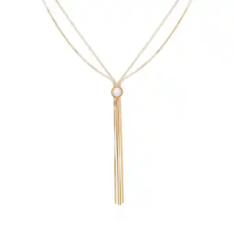 Walmart Time and Tru Women's Gold Tone Double Strand Y-Necklace with Faux Pearl offer