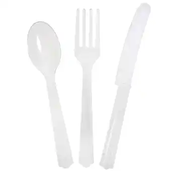 Walmart Way to Celebrate! Plastic Cutlery Party Set for 64 Guests, Clear, 192 Piece offer