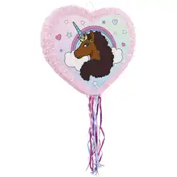 Walmart Multicolor Afro Unicorn Party Pinata, Pull String, 21.5 x 19.5in offer