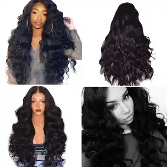 Walmart WSBDENLK Clearance Wigs Women'S Fashion Wig Black Synthetic Hair Long Wigs Wave Curly Wig Big Deals offer