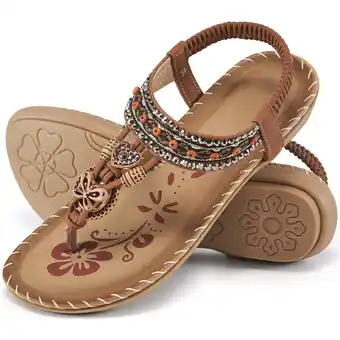 Walmart Ablanczoom Sandals Women: Women Flats Sandals for Dresses - Elastic Ankle Strap Flip Flops offer