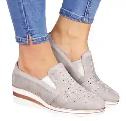 Walmart Juebong Women's Casual Wedge Sneakers Rhinestone Breathable Slip-Ons, Gray, Size 7 offer