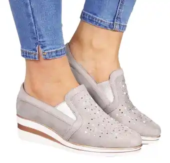 Walmart Juebong Women's Casual Wedge Sneakers Rhinestone Breathable Slip-Ons, Gray, Size 7 offer