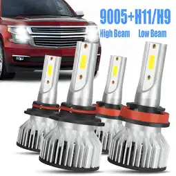 Walmart For 2016-2020 Chevy Tahoe LED Headlight Bulbs 9005 H11 High Low Beam 4x Bulbs Combo offer