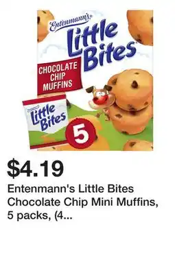 Wegmans Entenmann's Little Bites Chocolate Chip Mini Muffins, 5 packs, (4 ct each), 8.25 lbs Case offer