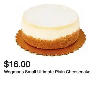 Wegmans Wegmans Small Ultimate Plain Cheesecake offer