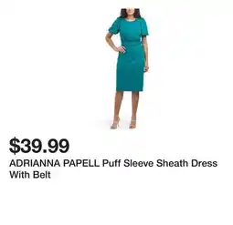 Marshalls ADRIANNA PAPELL Puff Sleeve Sheath Dress With Belt offer