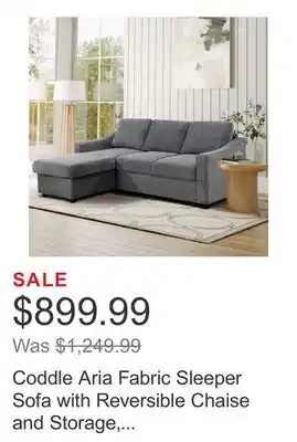 Costco Coddle Aria Fabric Sleeper Sofa with Reversible Chaise and Storage, Gray offer