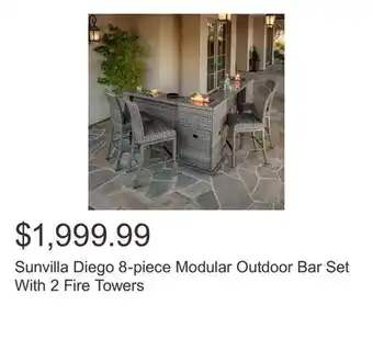 Costco Sunvilla Diego 8-piece Modular Outdoor Bar Set With 2 Fire Towers offer