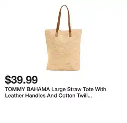 Marshalls TOMMY BAHAMA Large Straw Tote With Leather Handles And Cotton Twill Lining offer