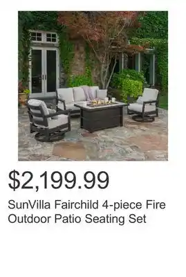 Costco SunVilla Fairchild 4-piece Fire Outdoor Patio Seating Set offer