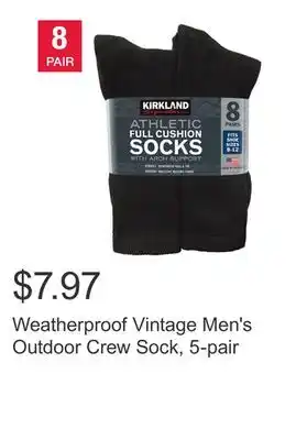 Costco Weatherproof Vintage Men's Outdoor Crew Sock, 5-pair offer