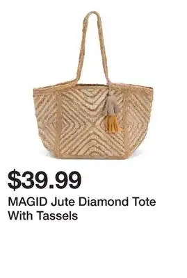 Marshalls MAGID Jute Diamond Tote With Tassels offer