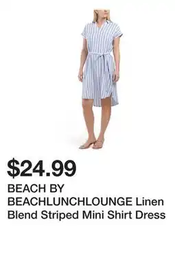 Marshalls BEACH BY BEACHLUNCHLOUNGE Linen Blend Striped Mini Shirt Dress offer