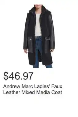 Costco Andrew Marc Ladies' Faux Leather Mixed Media Coat offer