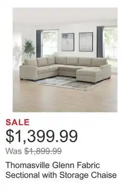 Costco Thomasville Glenn Fabric Sectional with Storage Chaise offer