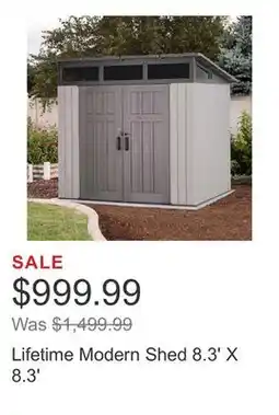 Costco Lifetime Modern Shed 8.3' X 8.3' offer