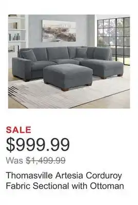 Costco Thomasville Artesia Corduroy Fabric Sectional with Ottoman offer