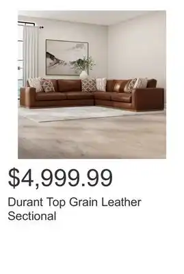 Costco Durant Top Grain Leather Sectional offer