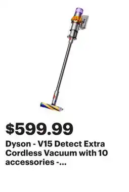 Best Buy Dyson - V15 Detect Extra Cordless Vacuum with 10 accessories - Yellow/Nickel offer